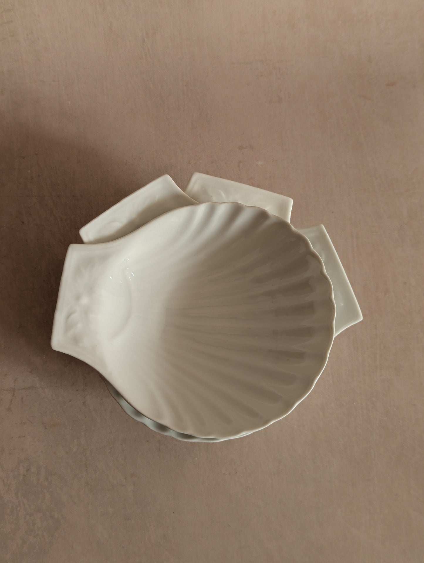 French Porcelain Apilco Seashell Dishes, Set of Four