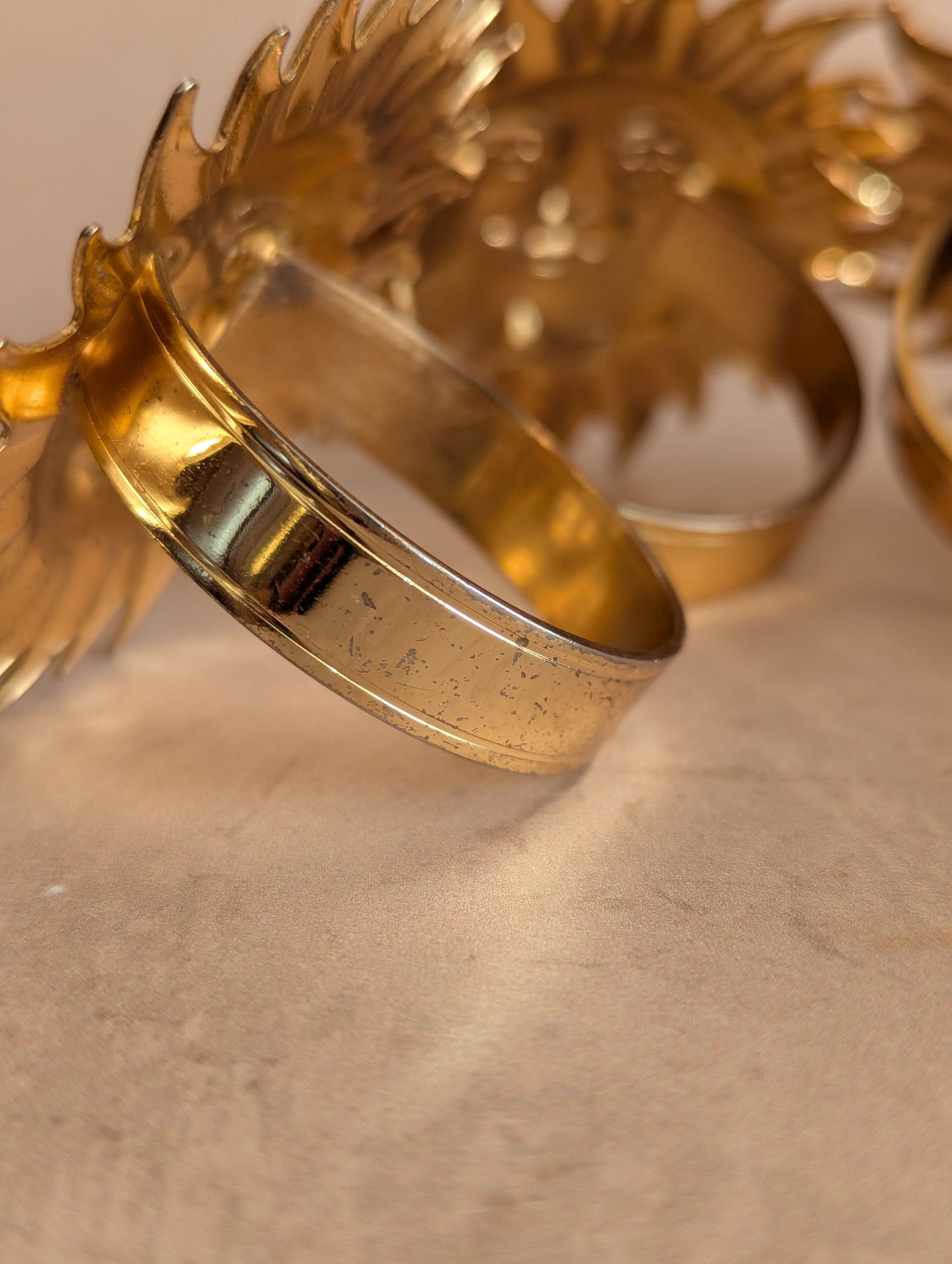 Celestial Sun Gold Tone Metal Napkin Rings, Set of 5