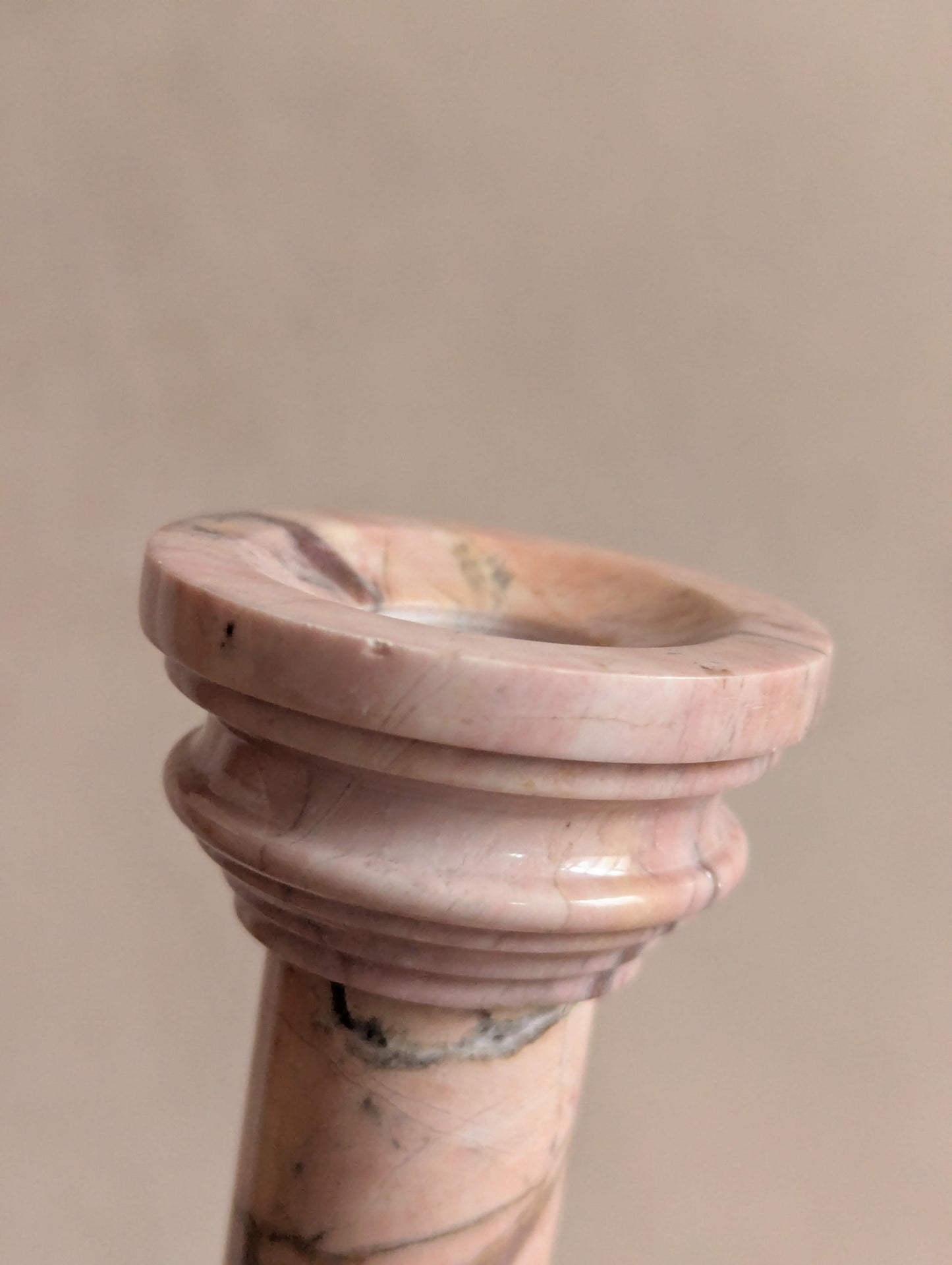 Pink Marble Pedestal Candlestick Holder