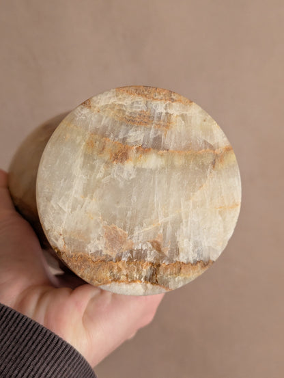 Large Onyx Natural Stone Trumpet Vase