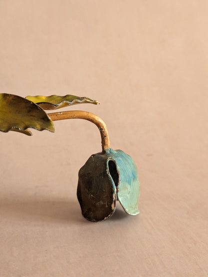 Italian Toleware Blue Tulip Flower Candle Snuffer