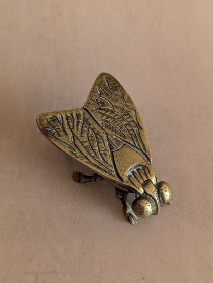 Solid Brass Fly Lidded Ashtray or Trinket Box