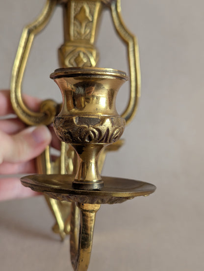 Single Solid Brass Ornate Candle Sconce