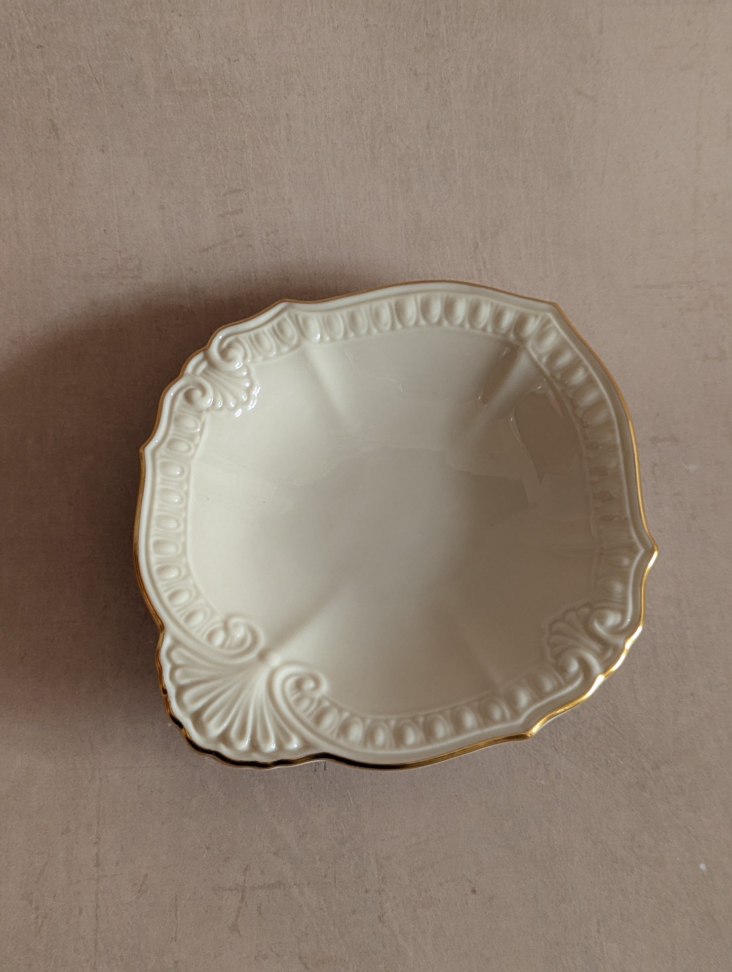 American Lenox Cream & Gold Chadwick Trinket Dish