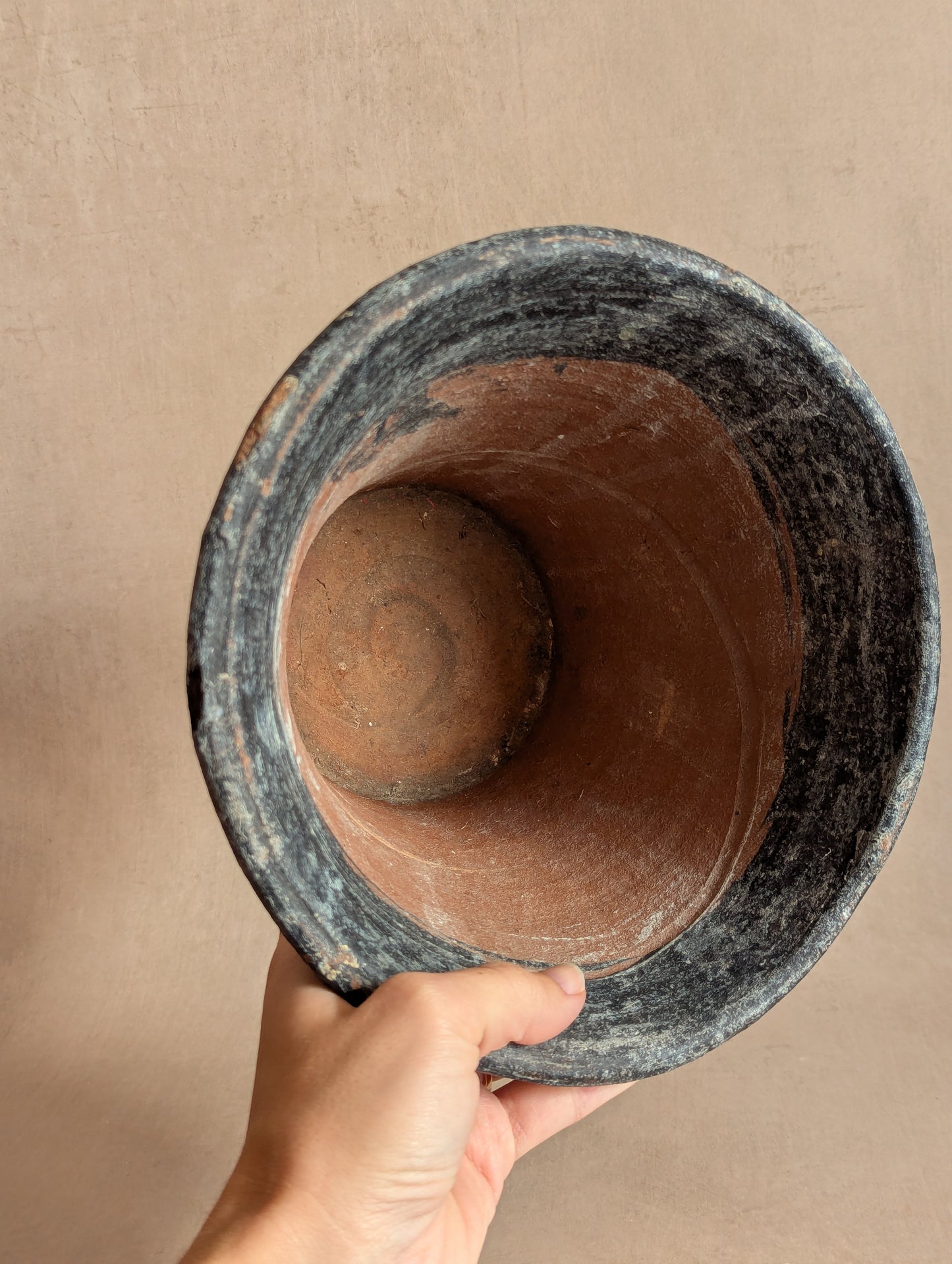 Blackened Terracotta Rustic Handmade Clay Pot