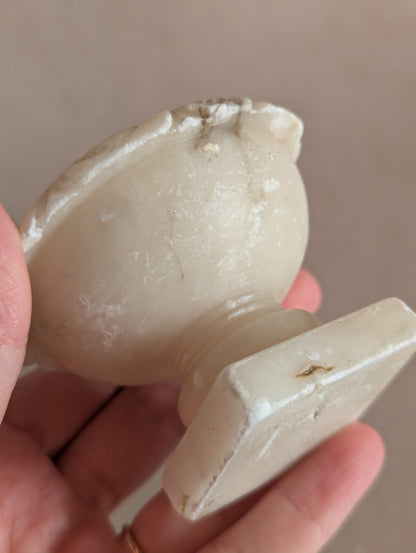 White Italian 19th Century Alabaster Tazza Urn