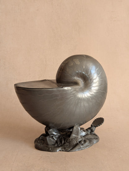Pewter Nautilus Shell Spoon Warmer or Vase