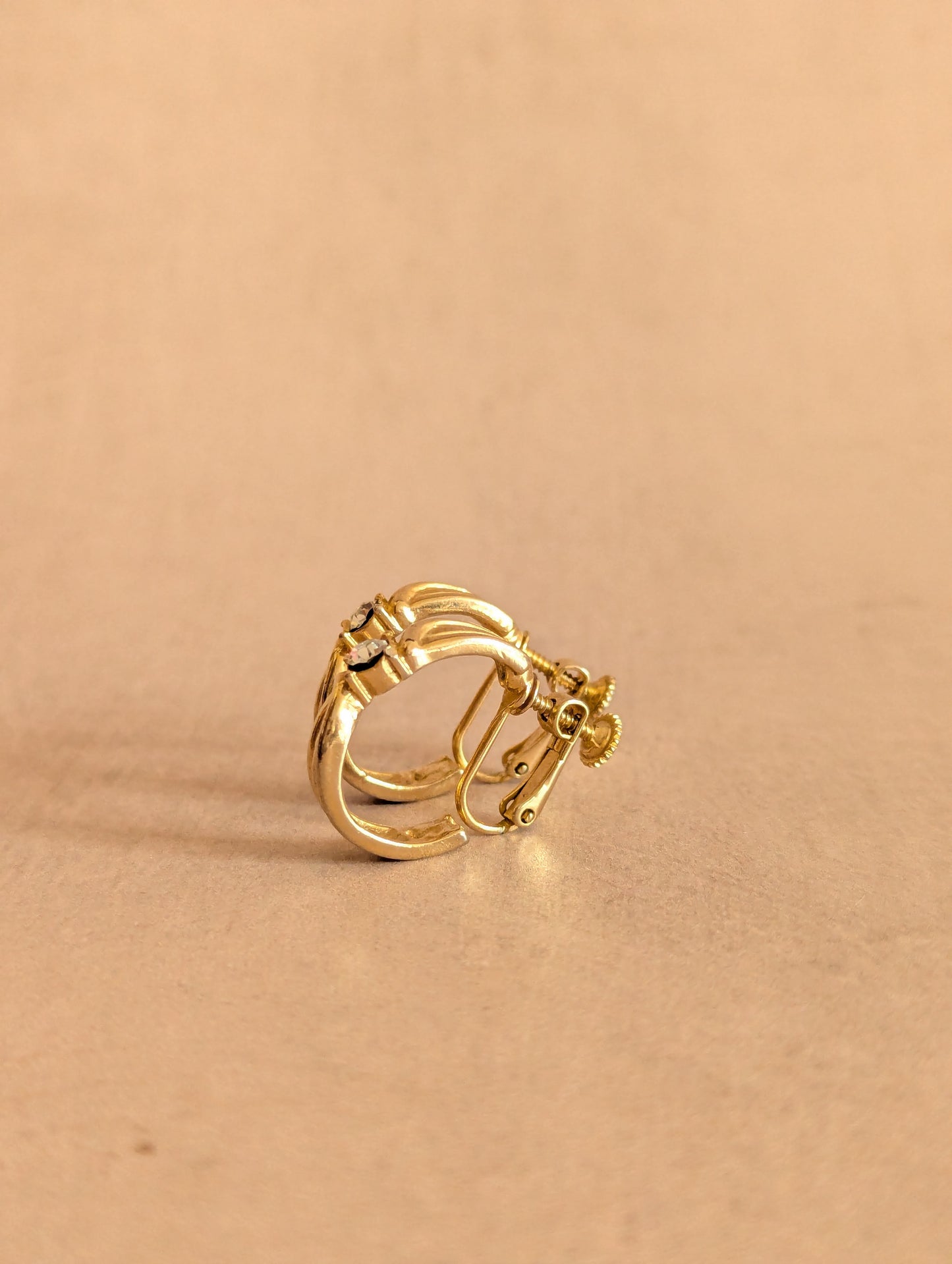 Daphne Gold Tone Screw Back Hoop Earrings