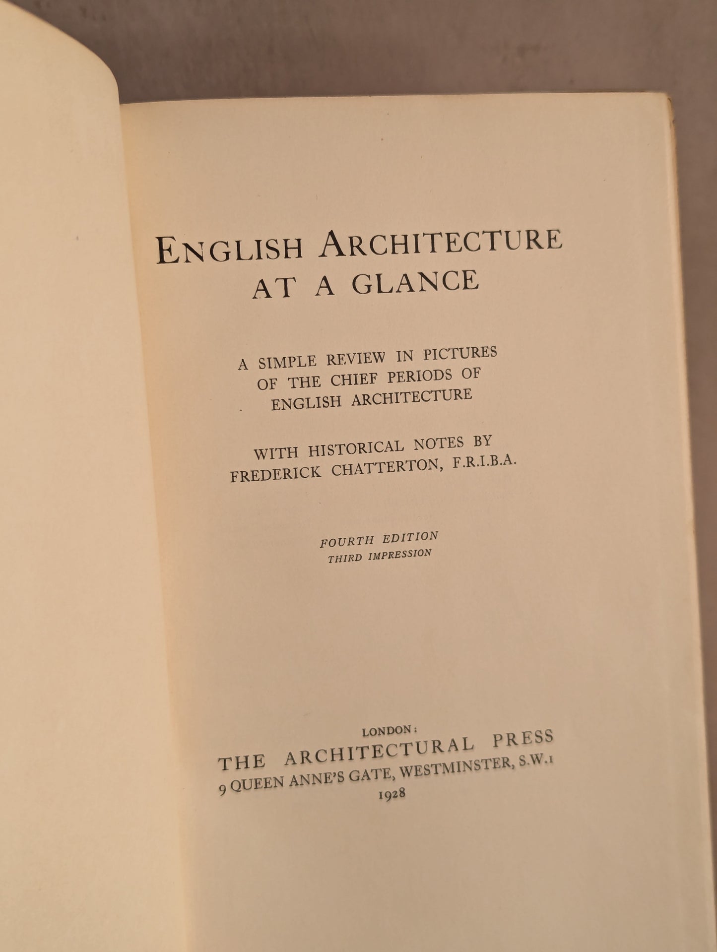 English Architecture at a Glance by Frederick Chatterton, 1928