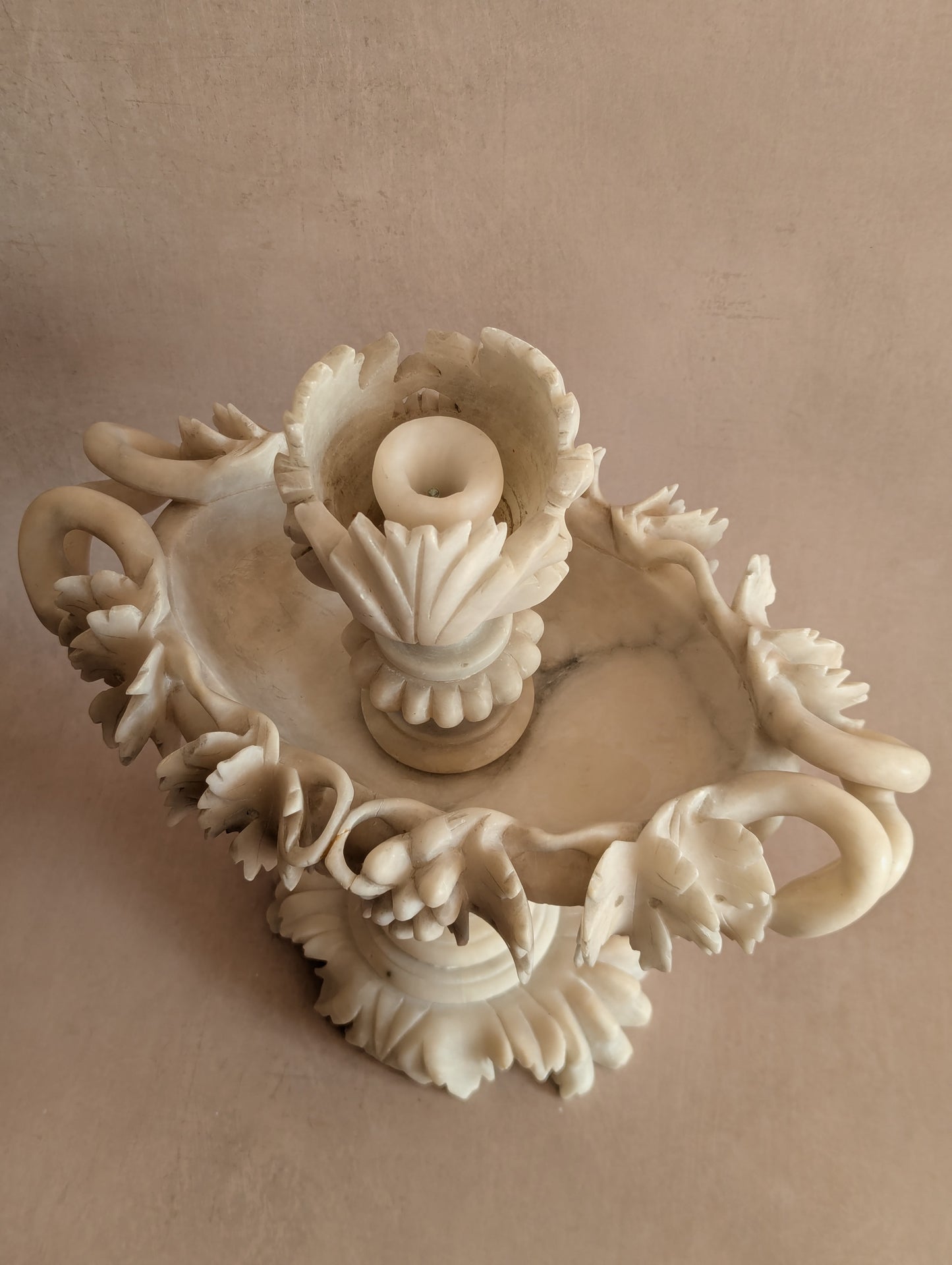 Italian 19th Century Alabaster Tazza Centerpiece