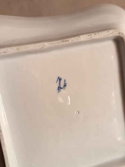 Hand-Painted European Blue & White Porcelain Bowl