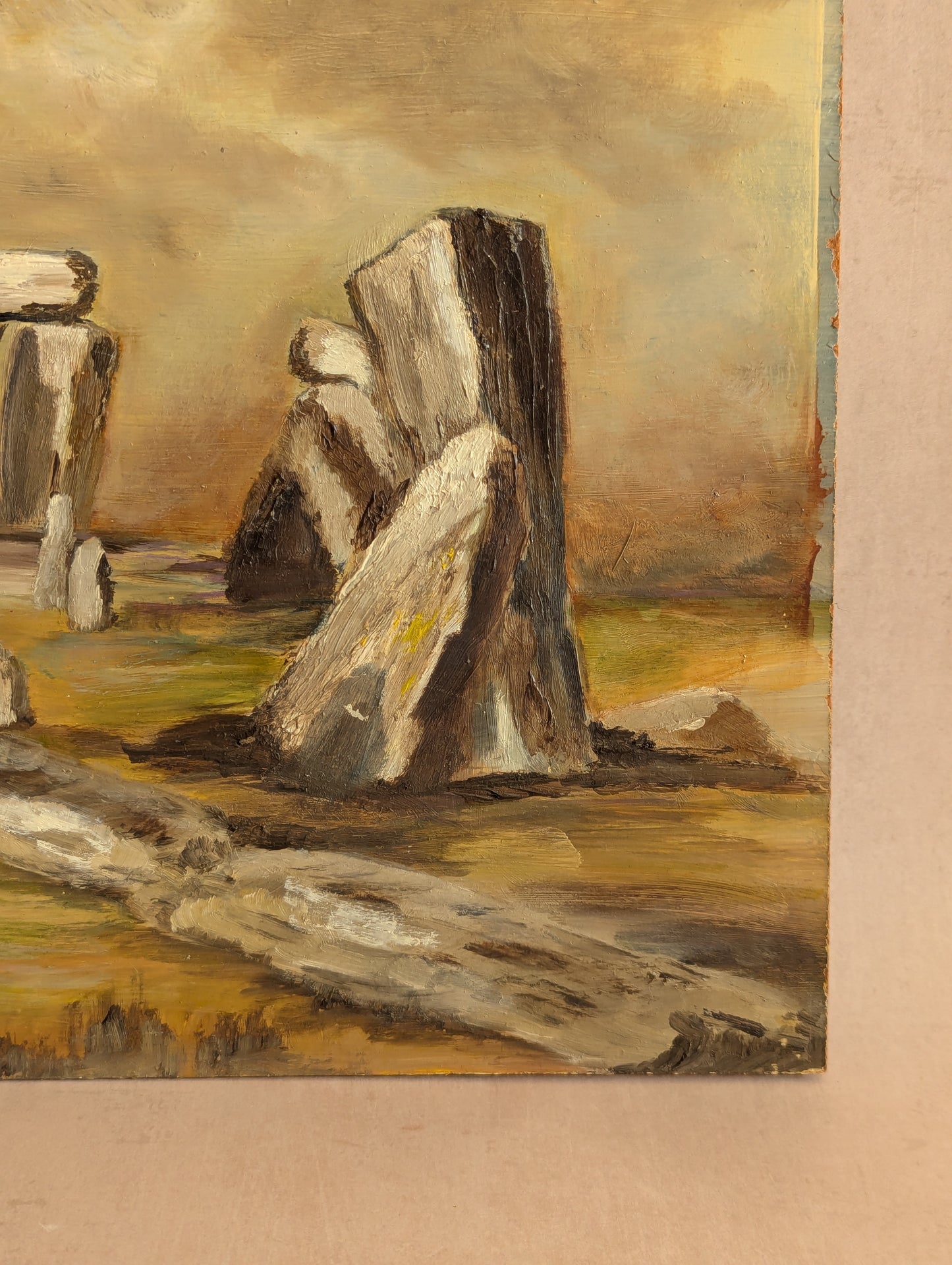 Stormy Stonehenge Oil on Board Expressionist Painting