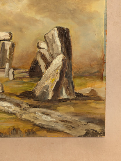 Stormy Stonehenge Oil on Board Expressionist Painting
