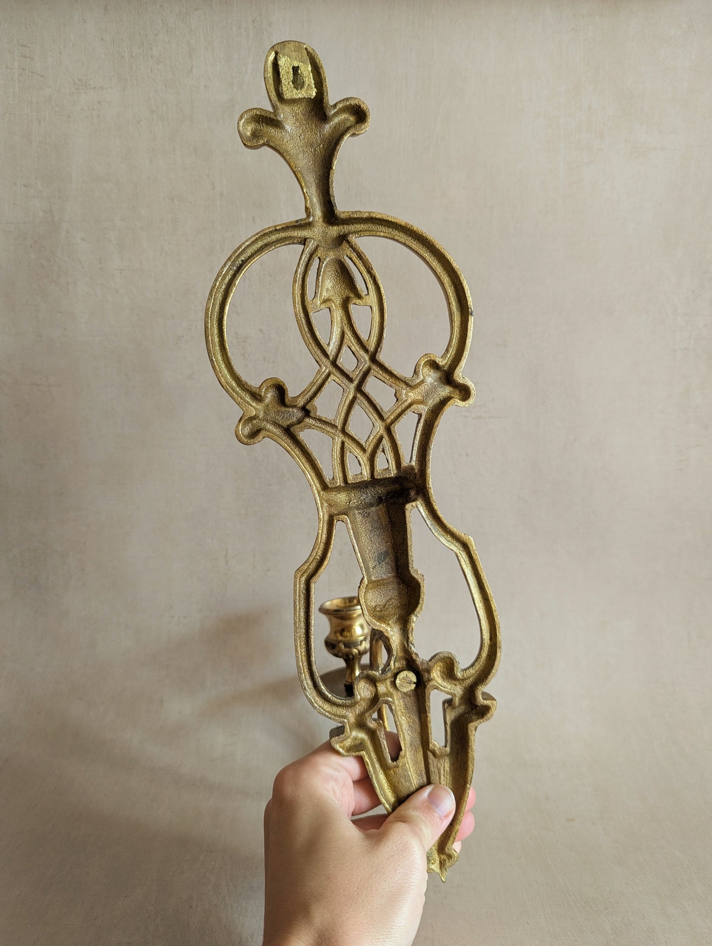Single Solid Brass Ornate Candle Sconce