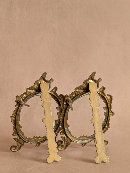 Ornate Scrolling Solid Brass Easel Frames, Set of Two