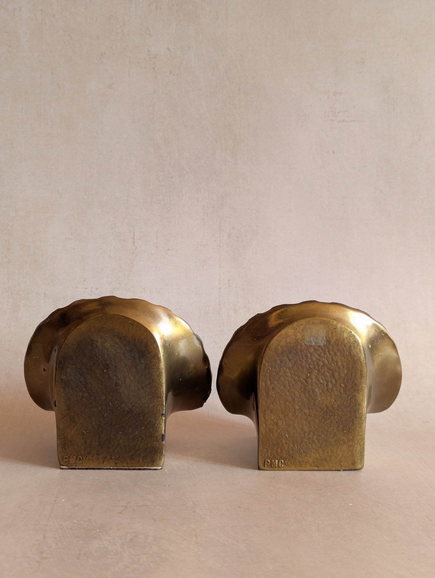 Mid-Century Brass Plated Seashell Bookends