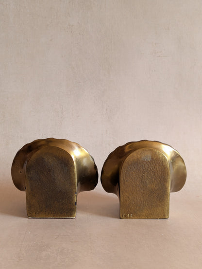 Mid-Century Brass Plated Seashell Bookends
