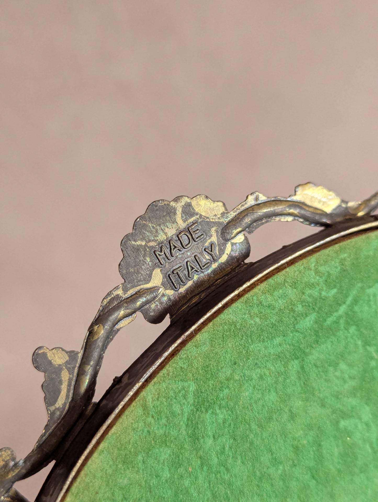 Italian Cast Metal Convex Oval Hanging Photo Frames, Set of Three