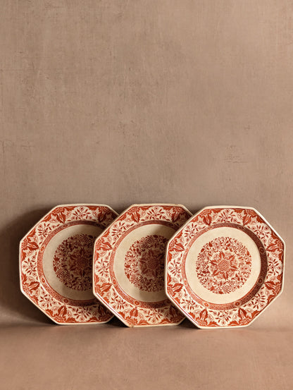 Victorian Minton's Denmark Octagonal Side Plates, Set of Three