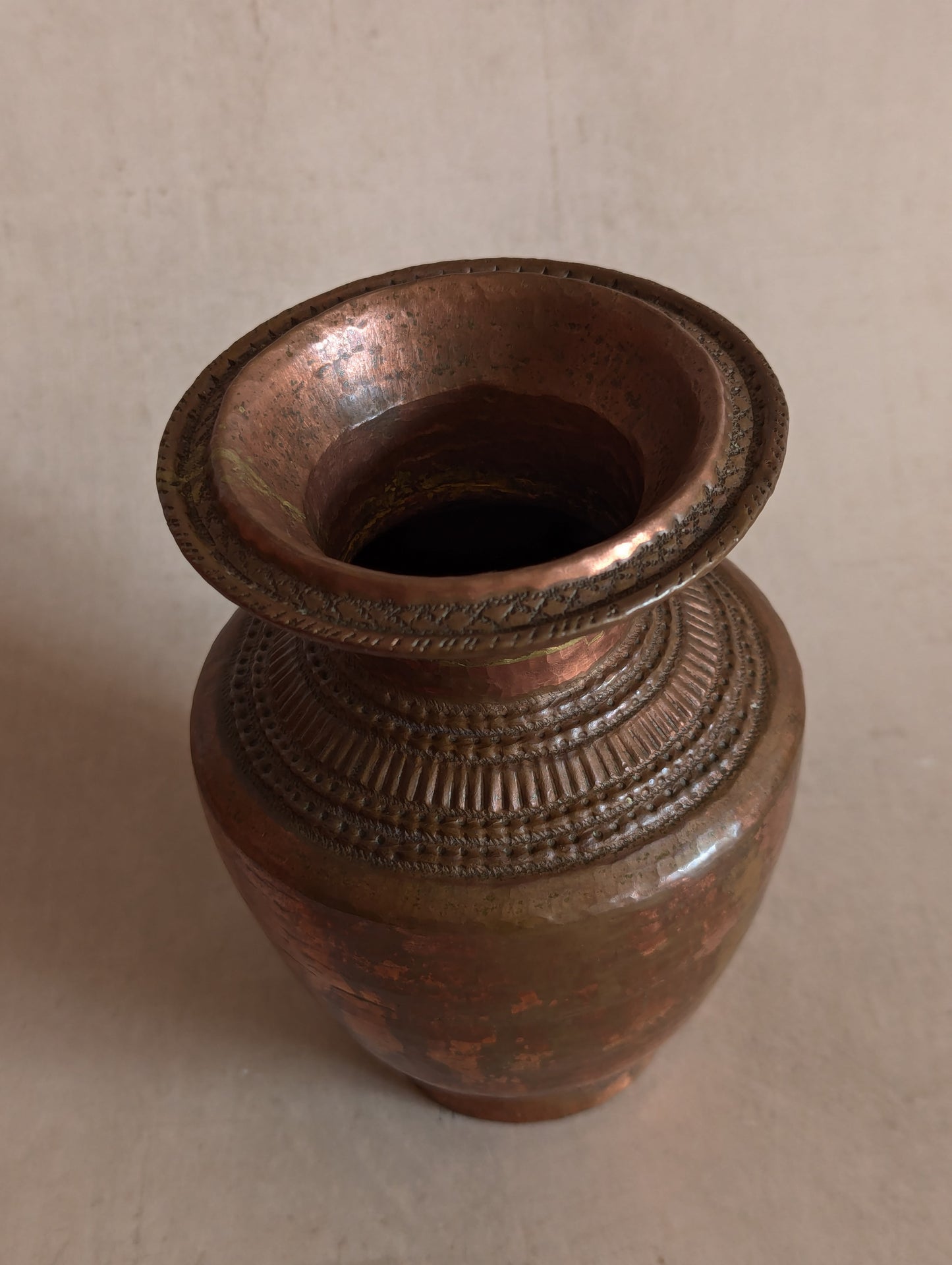 Nepalese Hand-Hammered Copper & Brass Ritual Vessel