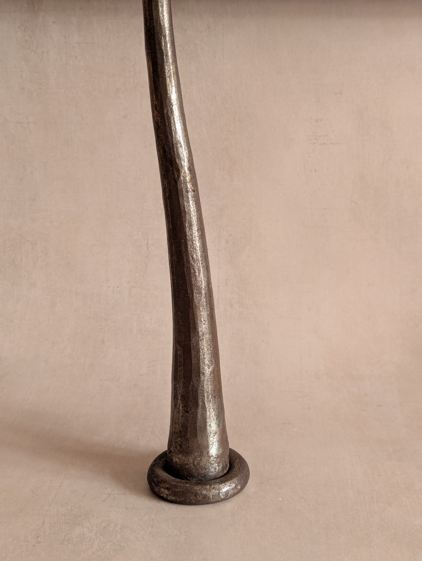 Brutalist Wrought Iron Wavy Pillar Candle Holder