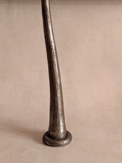 Brutalist Wrought Iron Wavy Pillar Candle Holder