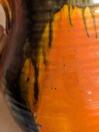 Crown Ducal Large Orange & Black Drip Glaze Jug