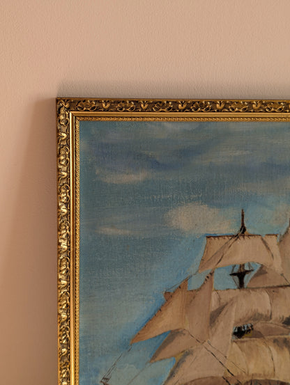 Gamble's Clipper Ship Framed Original Oil Painting