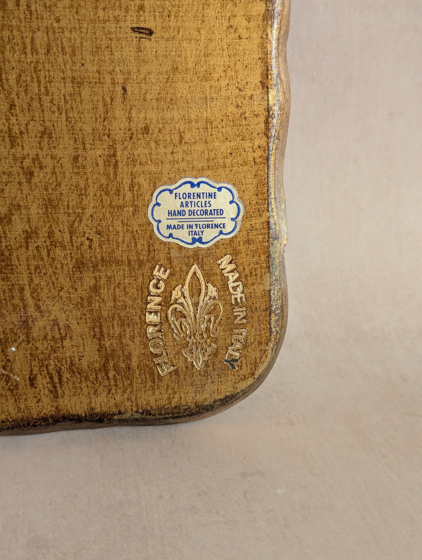 Italian Florentine Hand-Painted Gilt Wood Tray