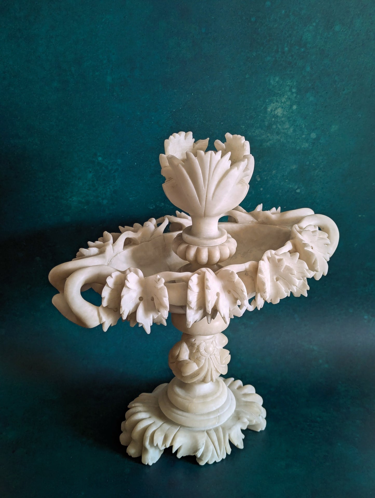 Italian 19th Century Alabaster Tazza Centerpiece