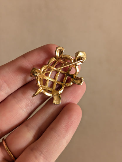 Napier Gold Tone Woven Turtle Brooch