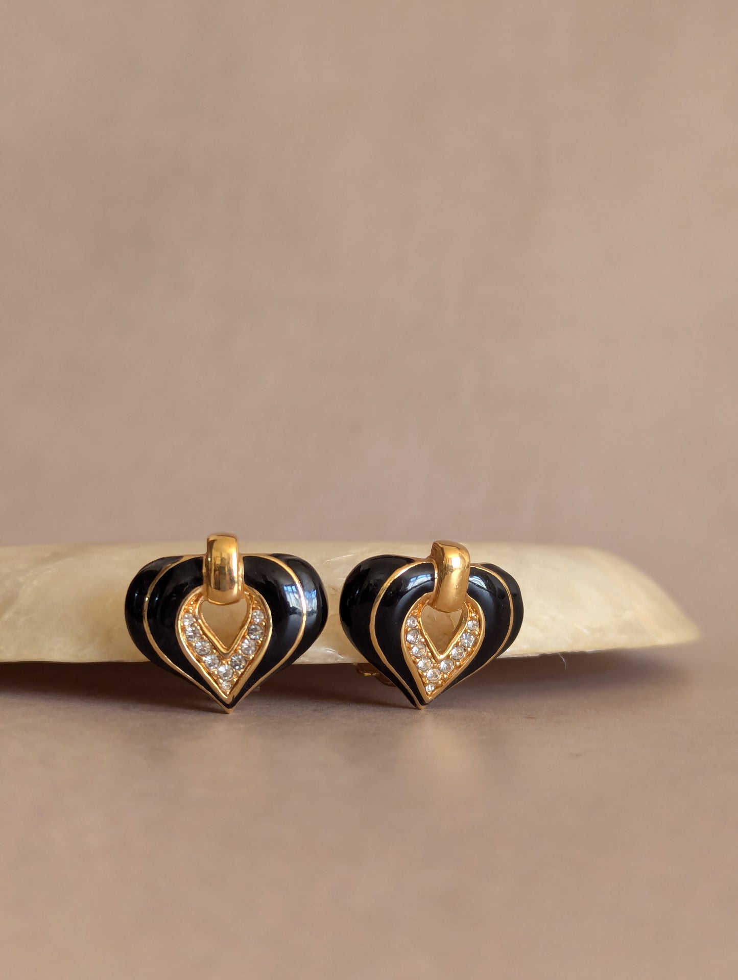 Swarovski Black and Gold Clip On Earrings