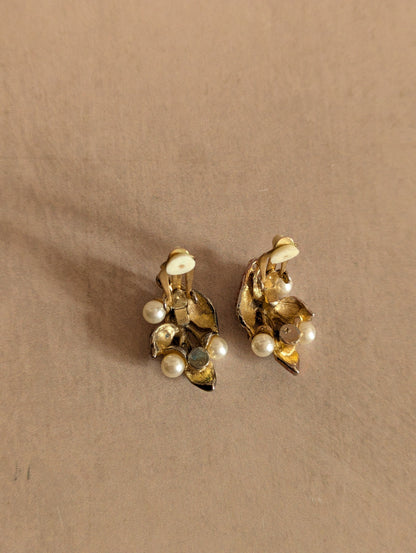 Emily Gold Tone Seed Pearl Clip On Earrings