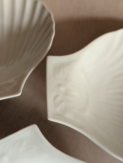 French Porcelain Apilco Seashell Dishes, Set of Four