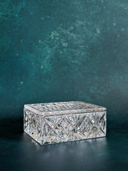 Small Crystal Cut Glass Starburst Lidded Trinket Box