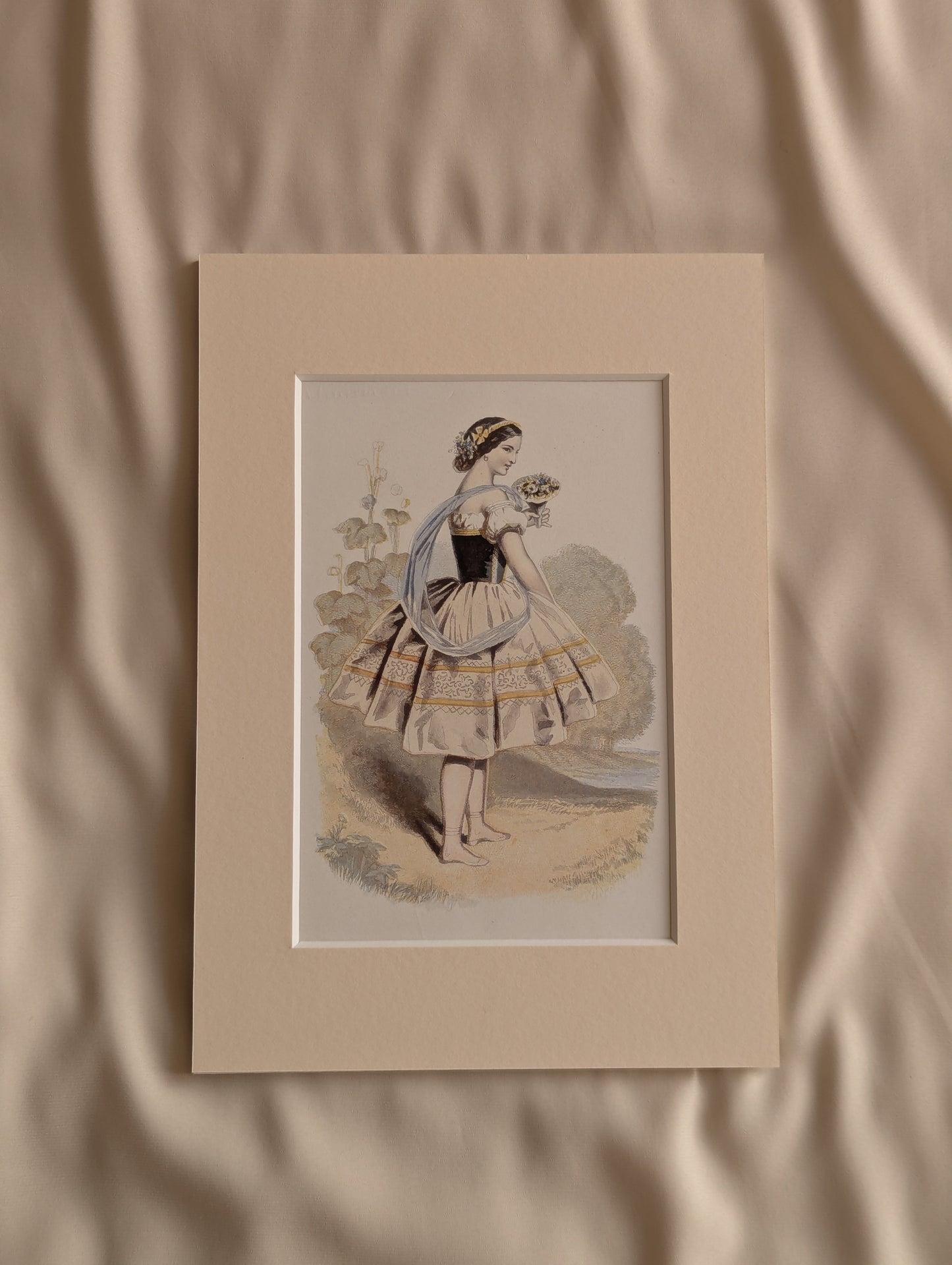 Original 19th Century Baxter Prints, Dancing Ladies, Set of 8