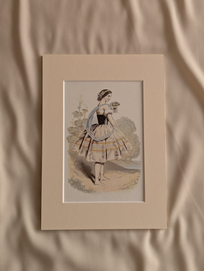 Original 19th Century Baxter Prints, Dancing Ladies, Set of 8