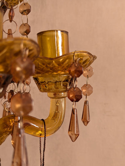 Victorian Amber Glass Five-Cup Table Lustre Candelabrum
