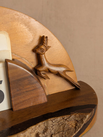 Wooden Antelope Art Deco Perpetual Desk Calendar