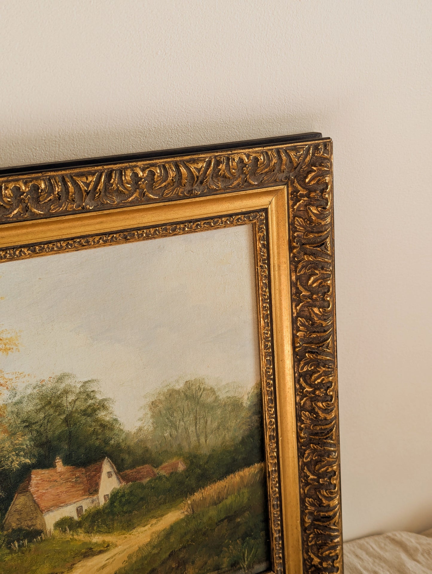 English Country Cottage Framed Original Oil Painting