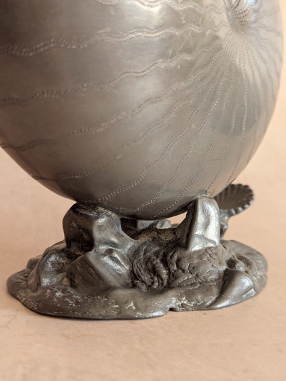 Pewter Nautilus Shell Spoon Warmer or Vase