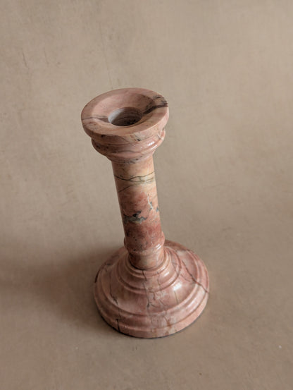 Pink Marble Pedestal Candlestick Holder