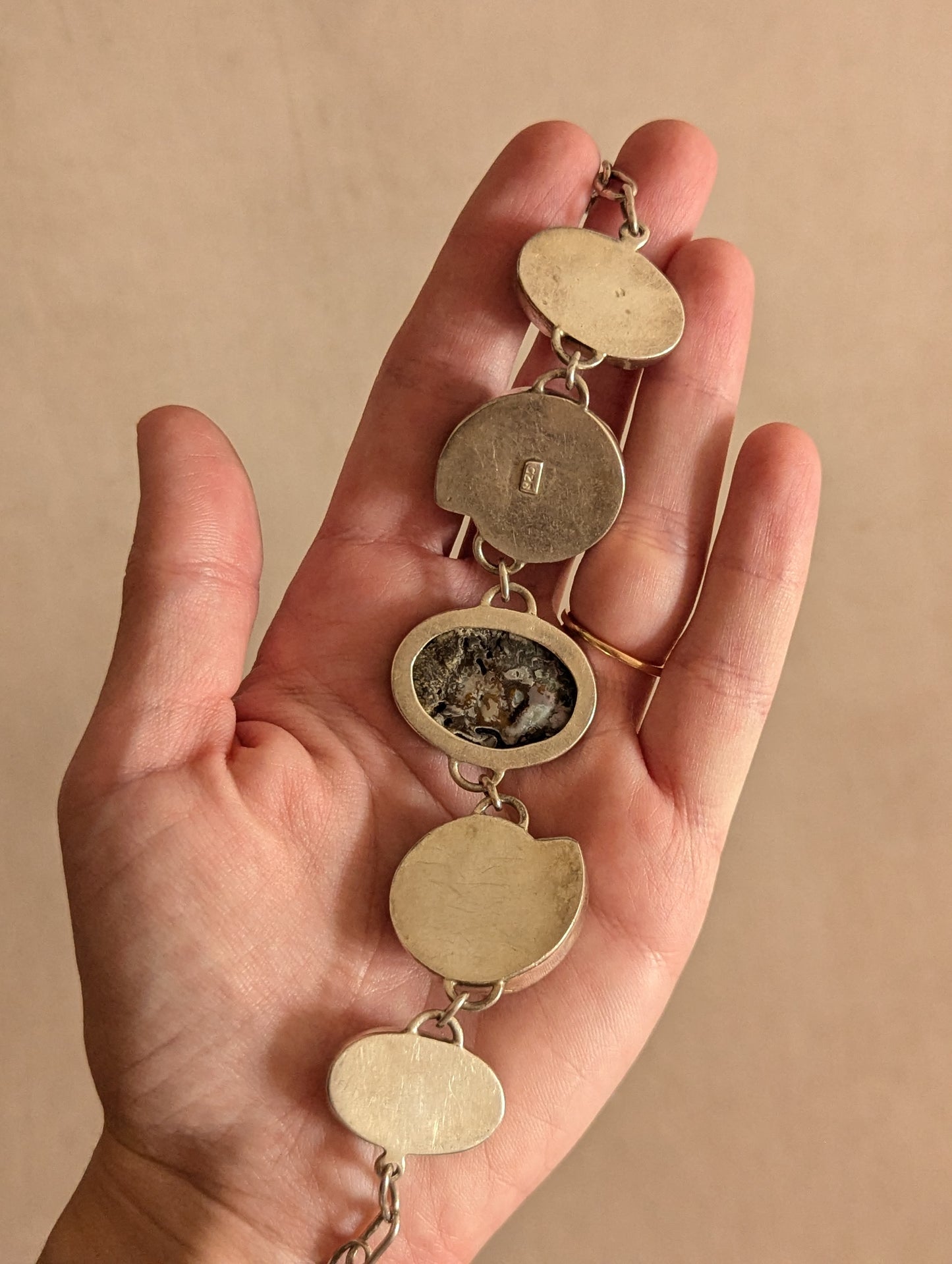 Sterling Silver Shell Abalone Toggle Bracelet