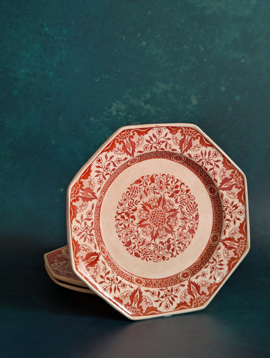 Victorian Minton's Denmark Octagonal Side Plates, Set of Three