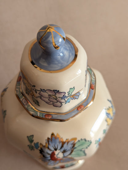 Hand-Painted Mason's Ironstone Tokyo Vase in Blue Topaz