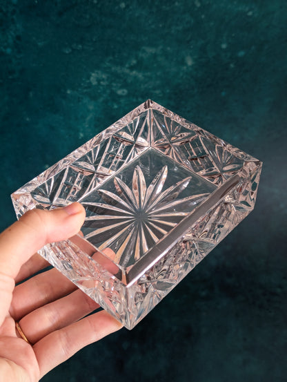 Small Crystal Cut Glass Starburst Lidded Trinket Box