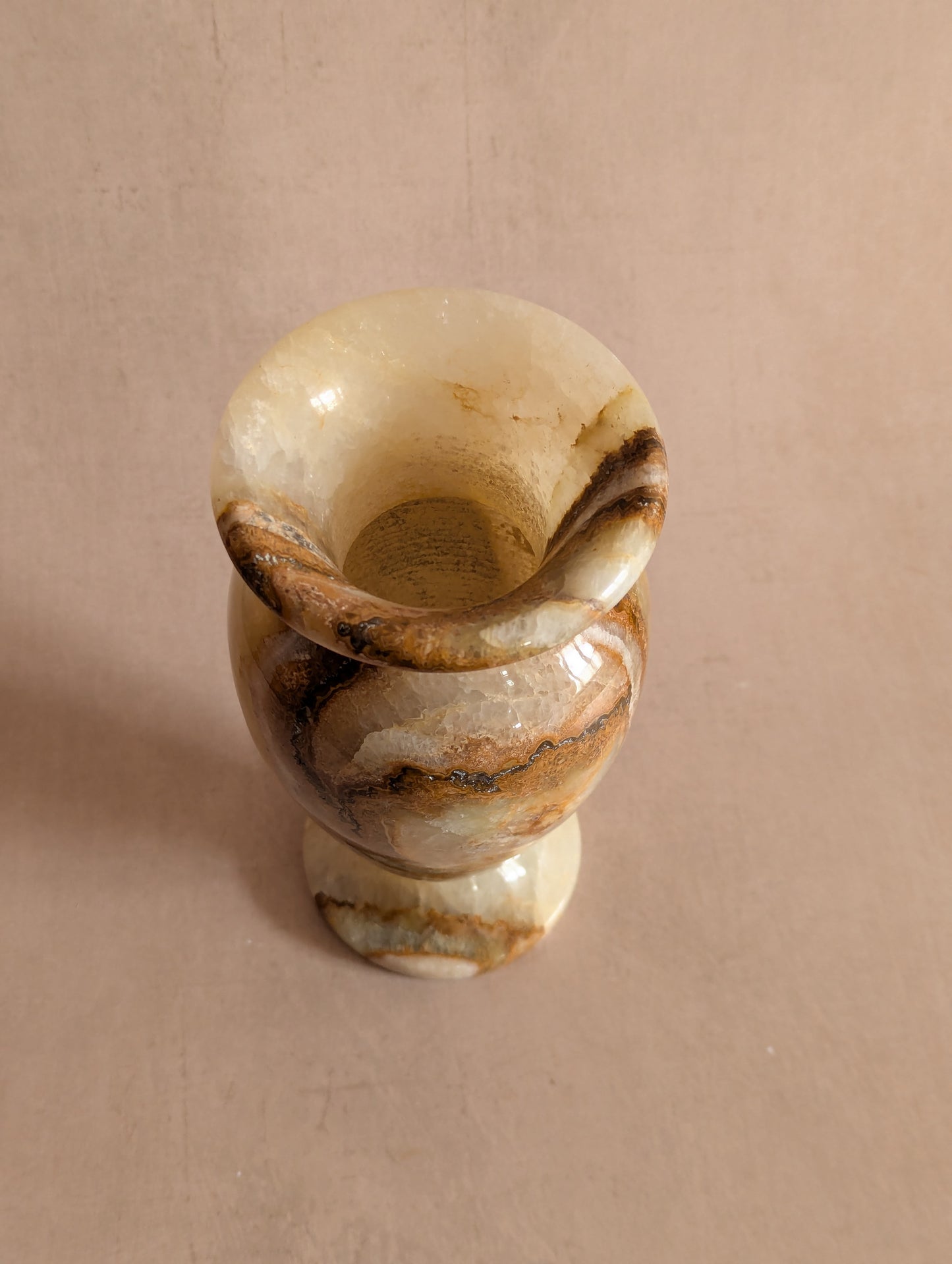 Large Onyx Natural Stone Trumpet Vase