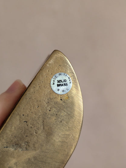 Solid Brass Mid-Century Seashell Bookends