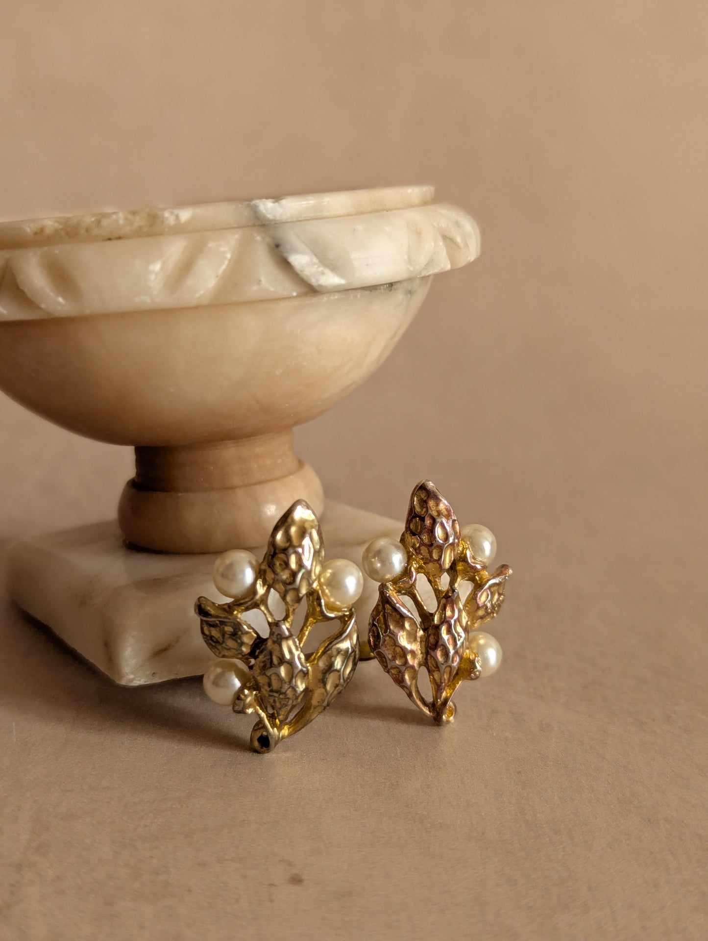 Emily Gold Tone Seed Pearl Clip On Earrings