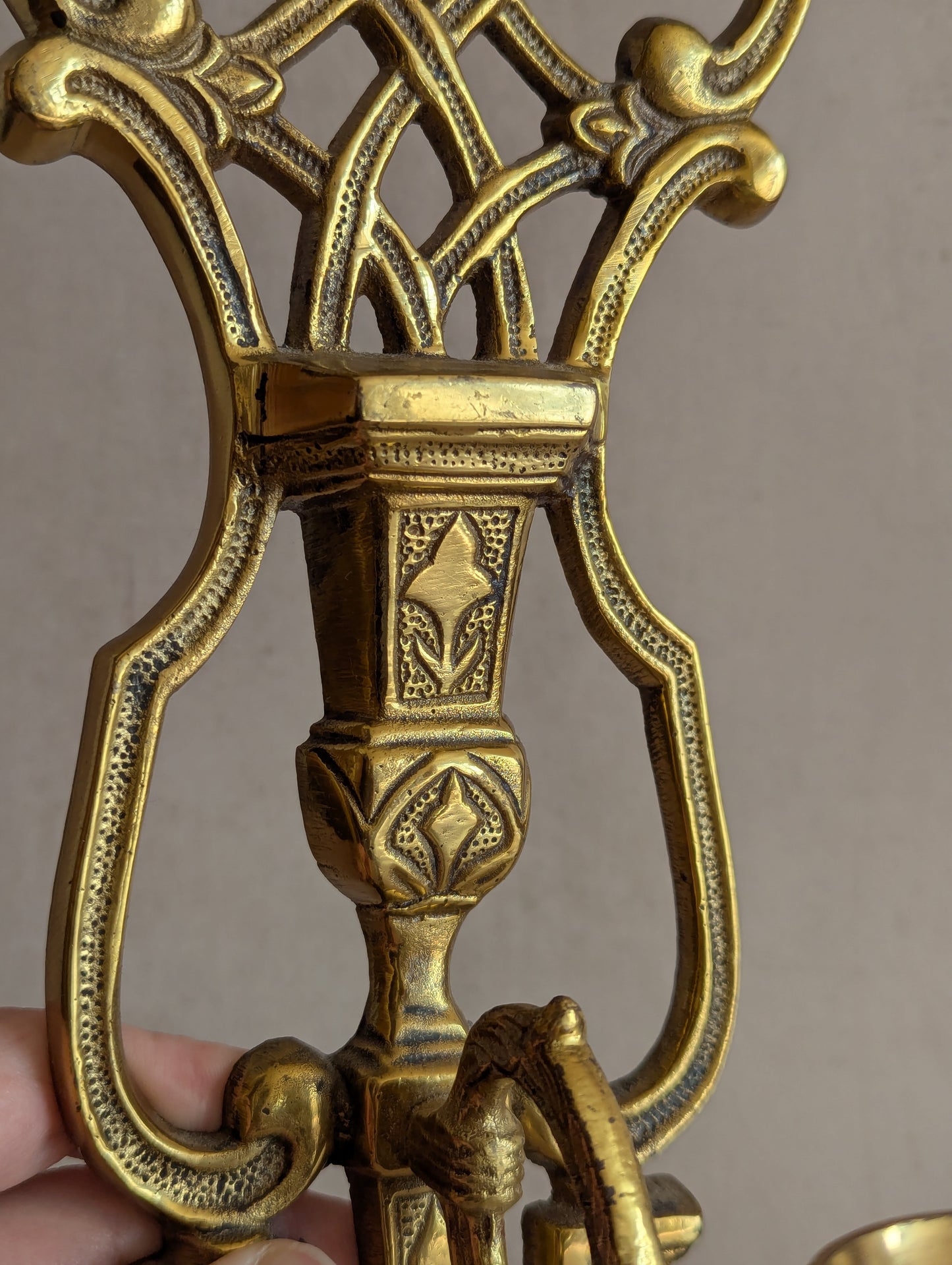 Single Solid Brass Ornate Candle Sconce